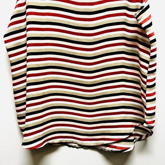 2/$15 Wishful Park Striped Sleeveless Blouse Black Pink White Zipper Accent L - Picture 4 of 7